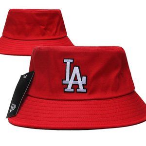 LA Dodgers Red Cotton Bucket Hat Fishing Hat Adult Size Large